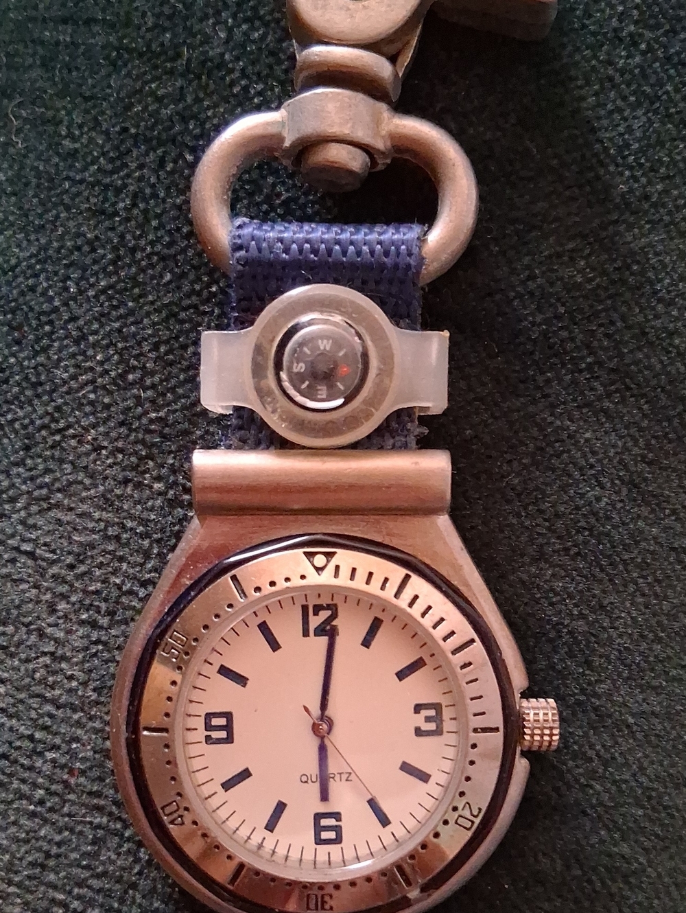 Men's Quartz Watch with Blue Strap and Silver-Tone Case